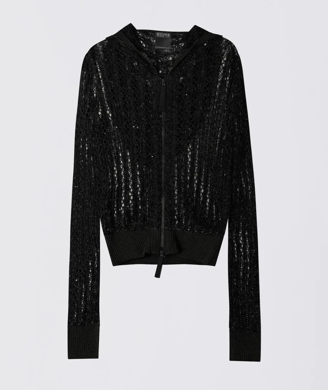 Hooded Zip-Up Knit Charcoal 상품이미지1