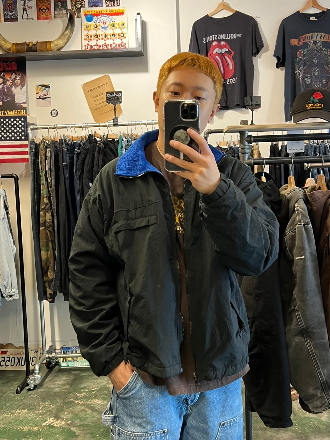 90's [L] 콜롬비아 빈티지 블랙 플리스 라이닝 자켓 상품이미지3