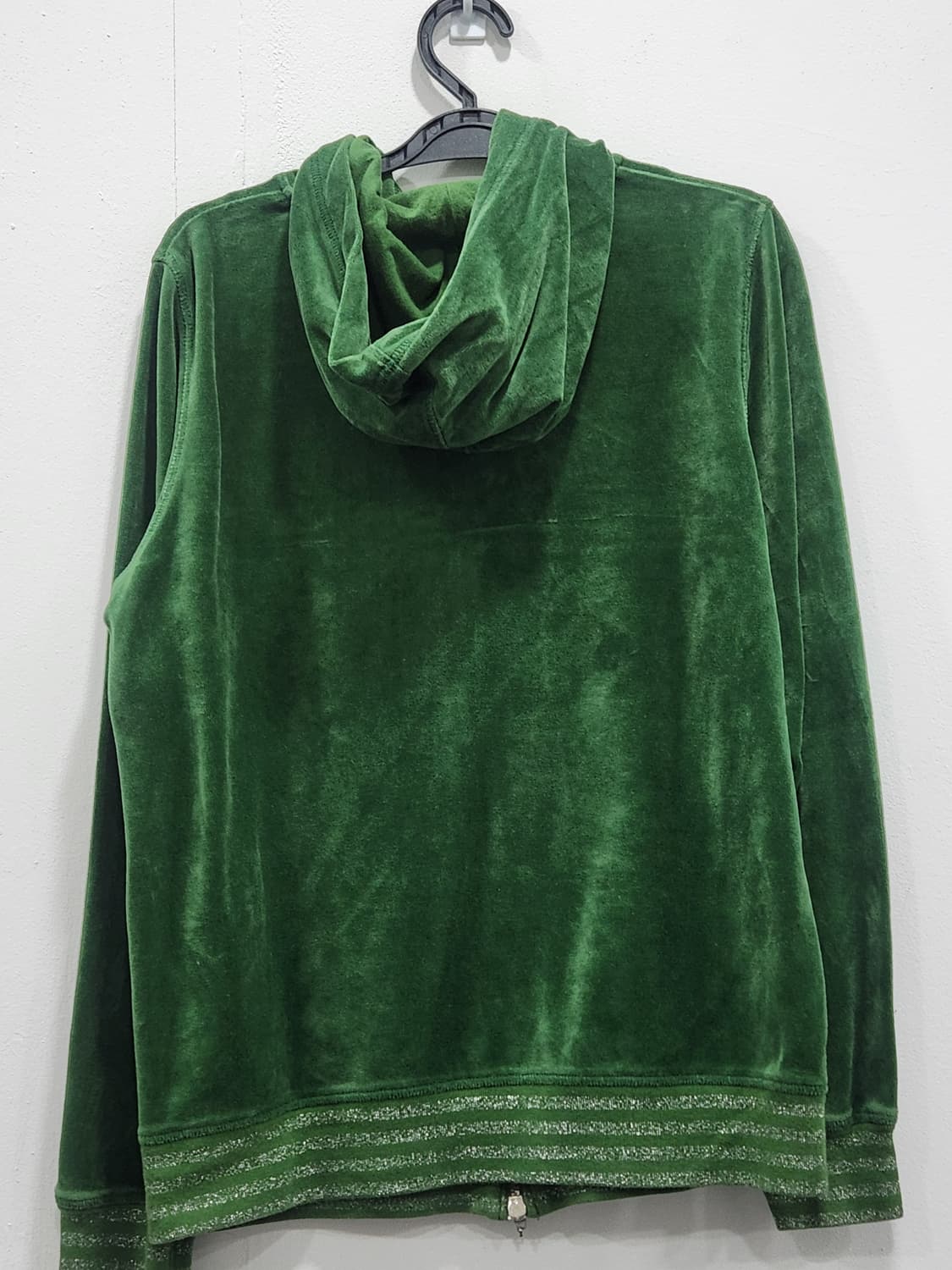 [M] 메들린 벨벳 왕관 큐빅 후드집업 M 그린 상품이미지2