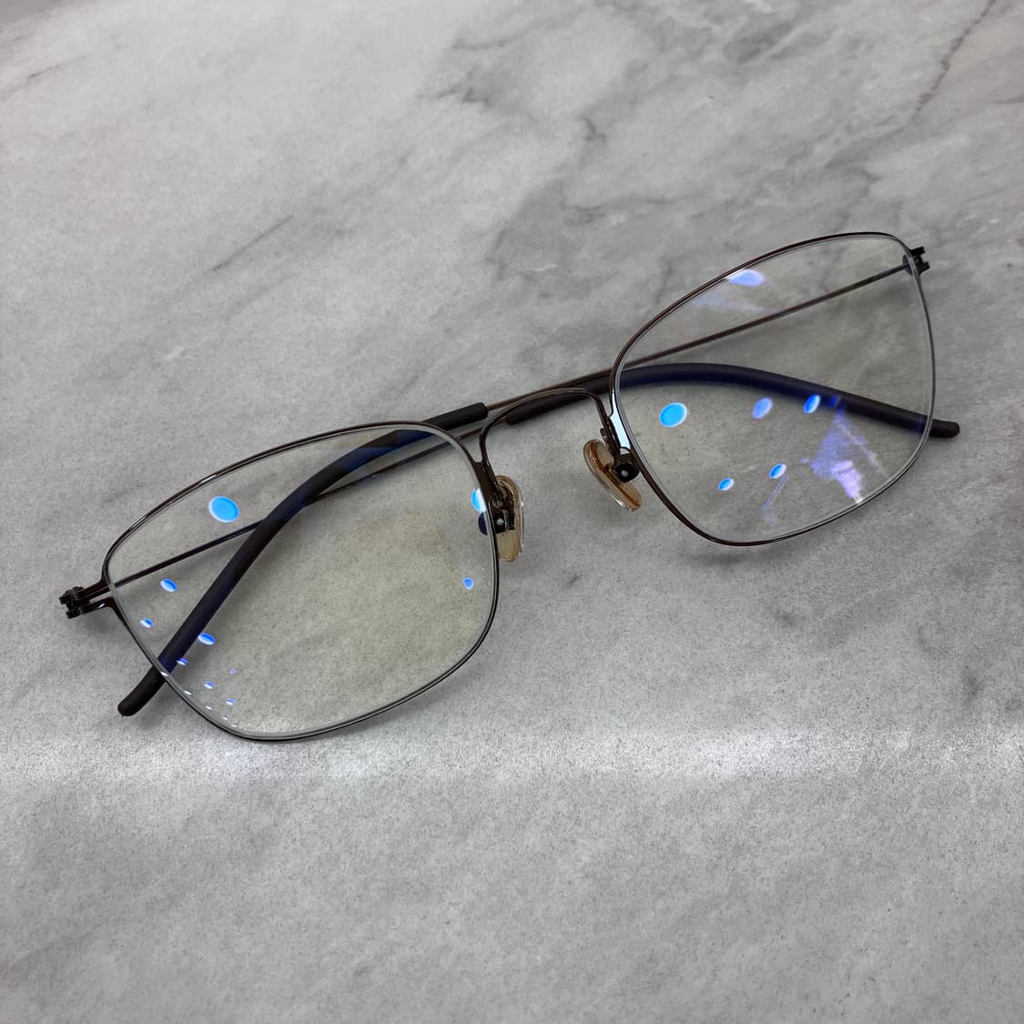 C37 CA 유광 브론즈 스퀘어 역산각 메탈테 안경 상품이미지1