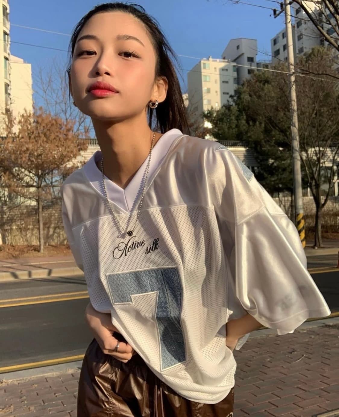 [ONE SIZE] 2000 아카이브스 풋볼 티셔츠 화이트 핑크 상품이미지1