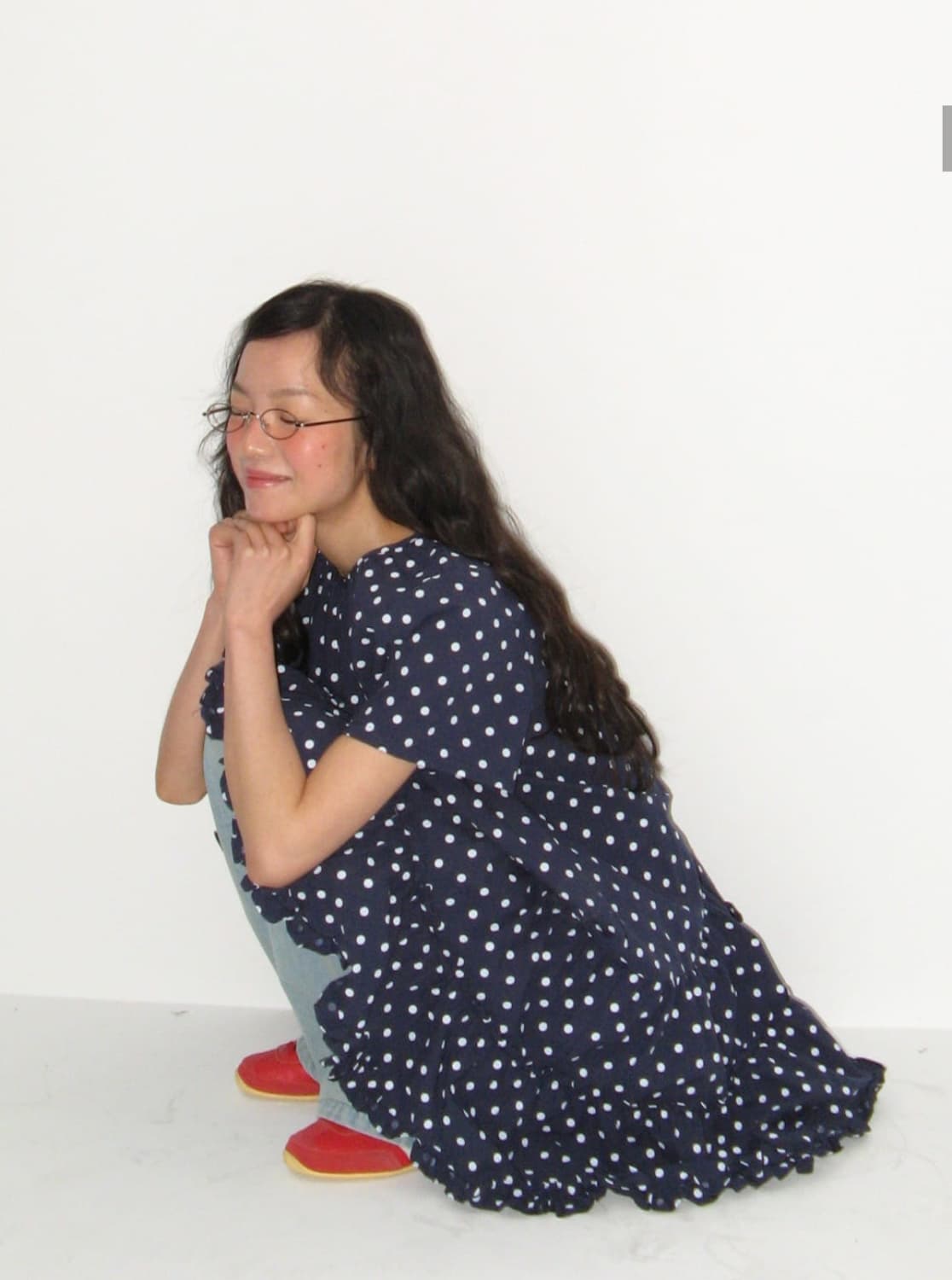 론론 프릴 도트 원피스 드레스 (네이비) 상품이미지3