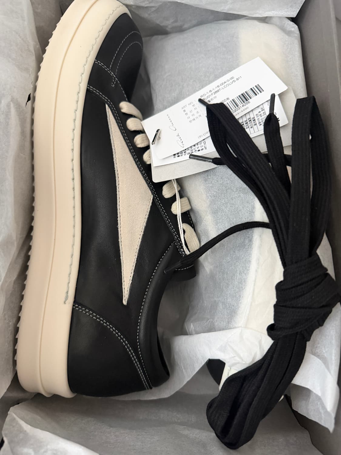 43 ) 릭오웬스 릭반스 스니커즈 레더 블랙 상품이미지1