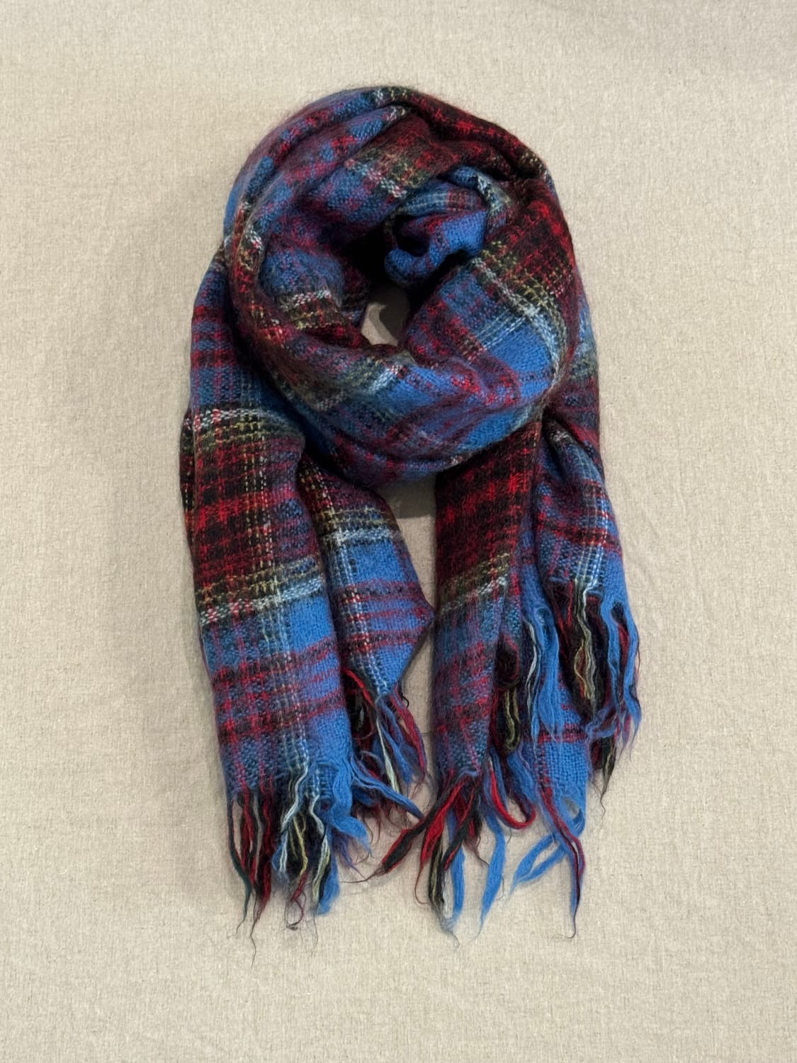 준야와타나베 타탄 체크 울 머플러 상품이미지1