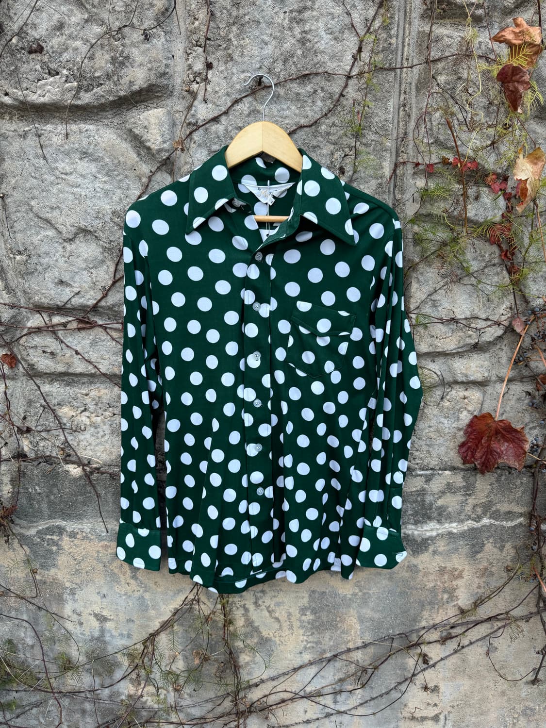 일본 빈티지 도트 무늬 나일론 셔츠 M 상품이미지1