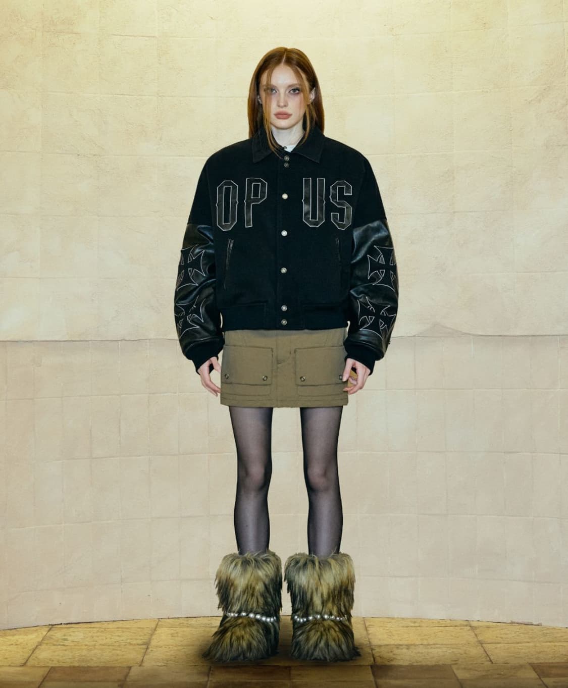 오퍼스0012 OPUS0012 패치 레더 바시티 자켓 S 상품이미지3