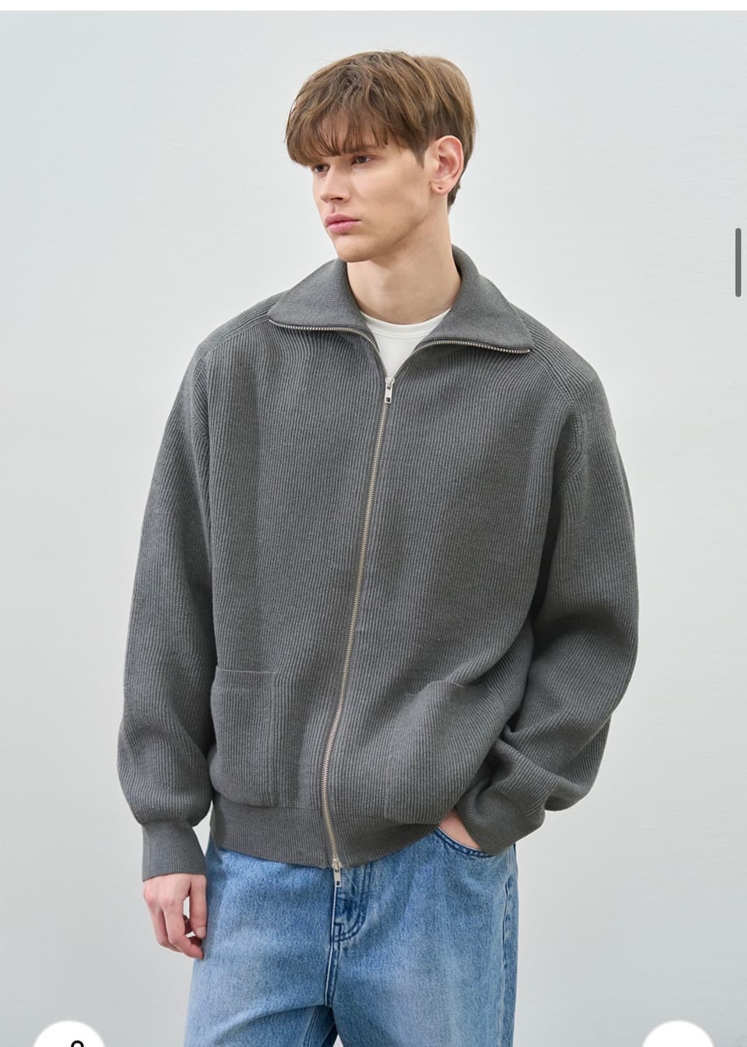 (새상품)(XL) 드로우핏 오버사이즈 PBT 투웨이 풀집업 니트 GREY 상품이미지1