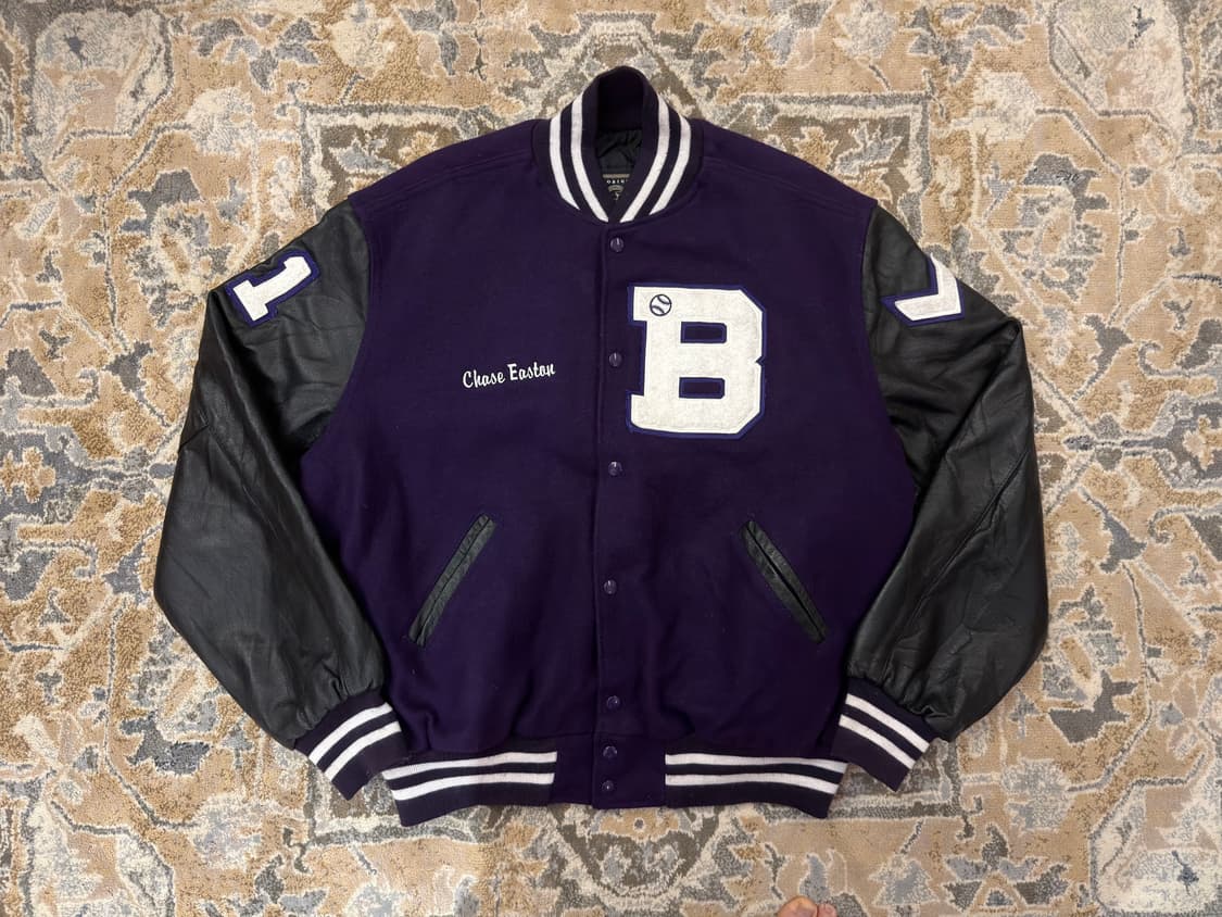 [할로웨이] 90s USA 딥퍼플 바시티 자켓 (XL/오버핏) 상품이미지1