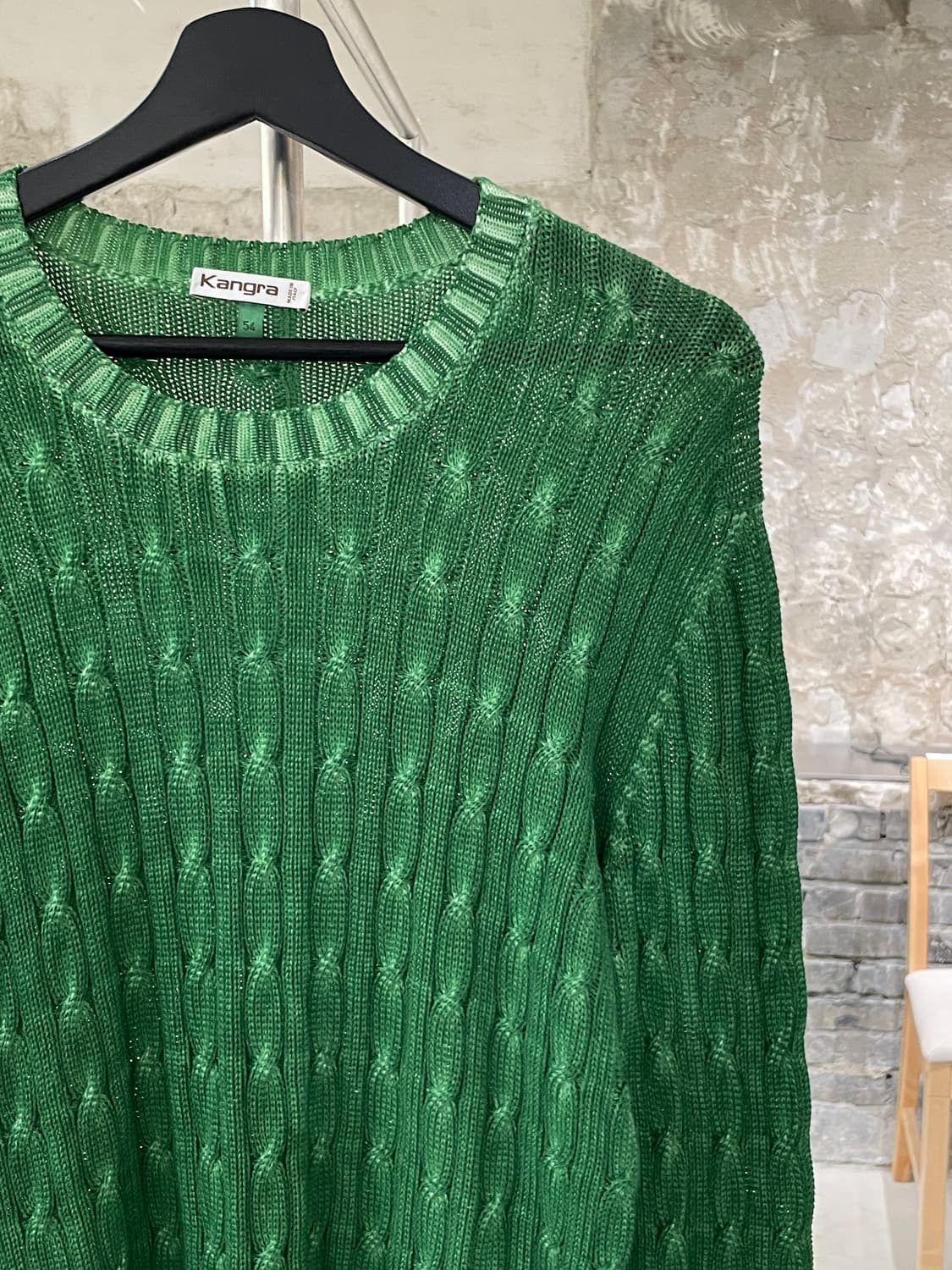캉그라 그린 U넥 케이블 스웨터 상품이미지3