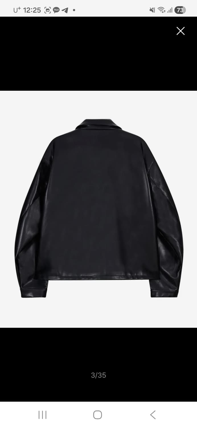 아이러니포르노 화이트라인 레더자켓 블랙 상품이미지3