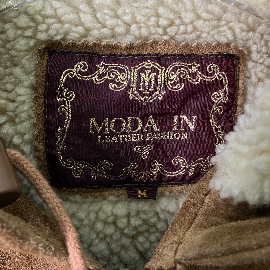 VTG 빈티지 쉐르파 소가죽 스웨이드 후드집업 M 상품이미지3