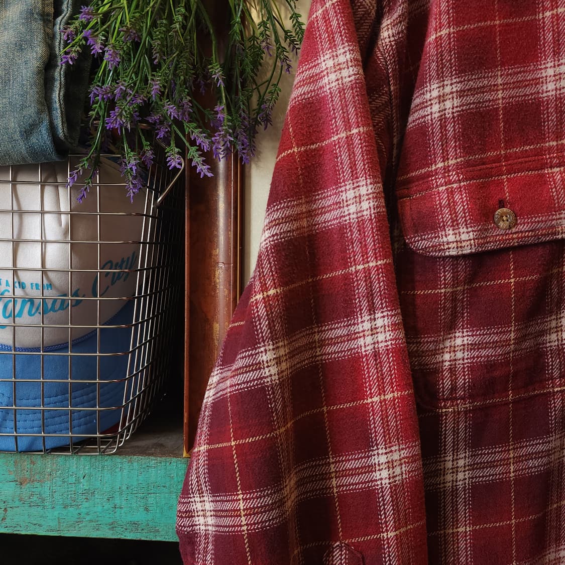 90s 빈티지 체크셔츠 헤비 플란넬 워크셔츠 썬페이딩 레드 xl 상품이미지6