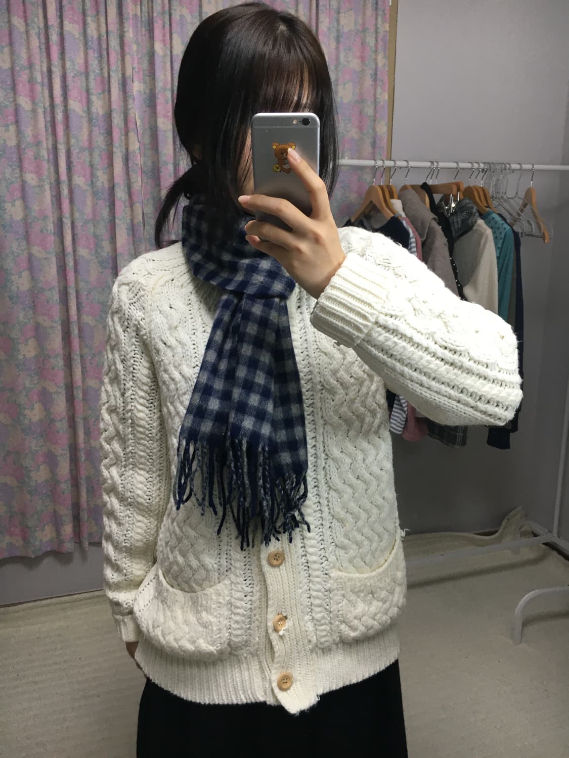 네이비 체크 머플러 상품이미지7