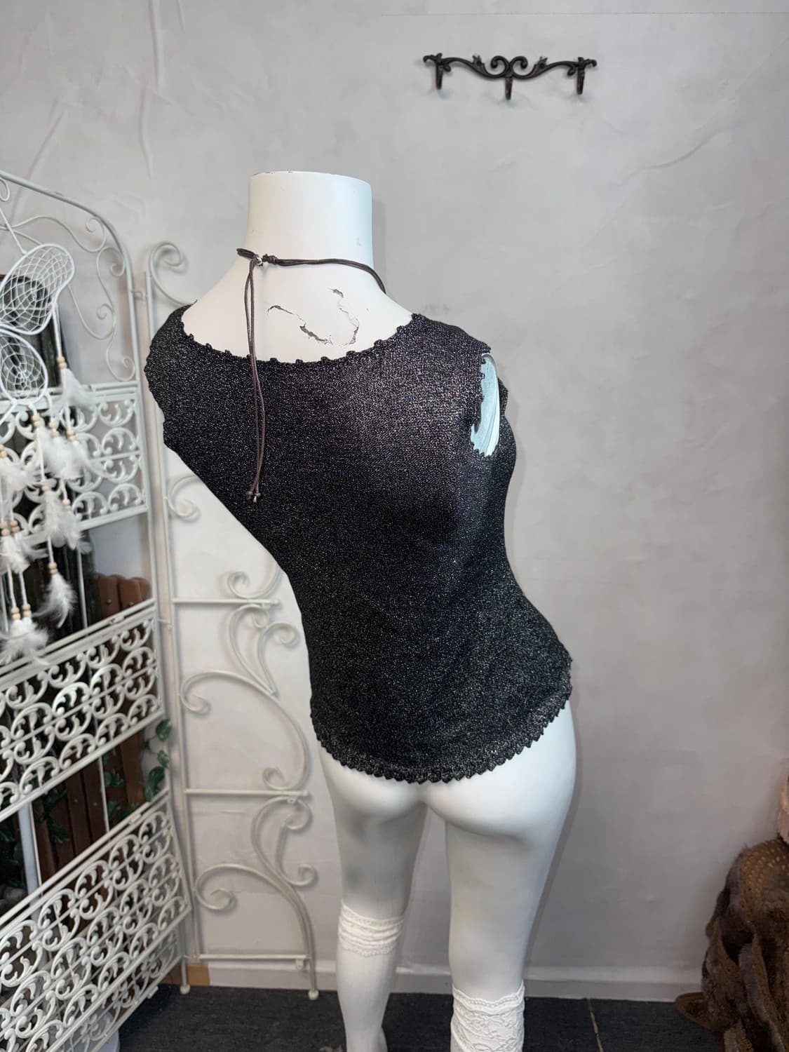 Hiroko Koshino glitter crochet 슬리브리스 상품이미지7