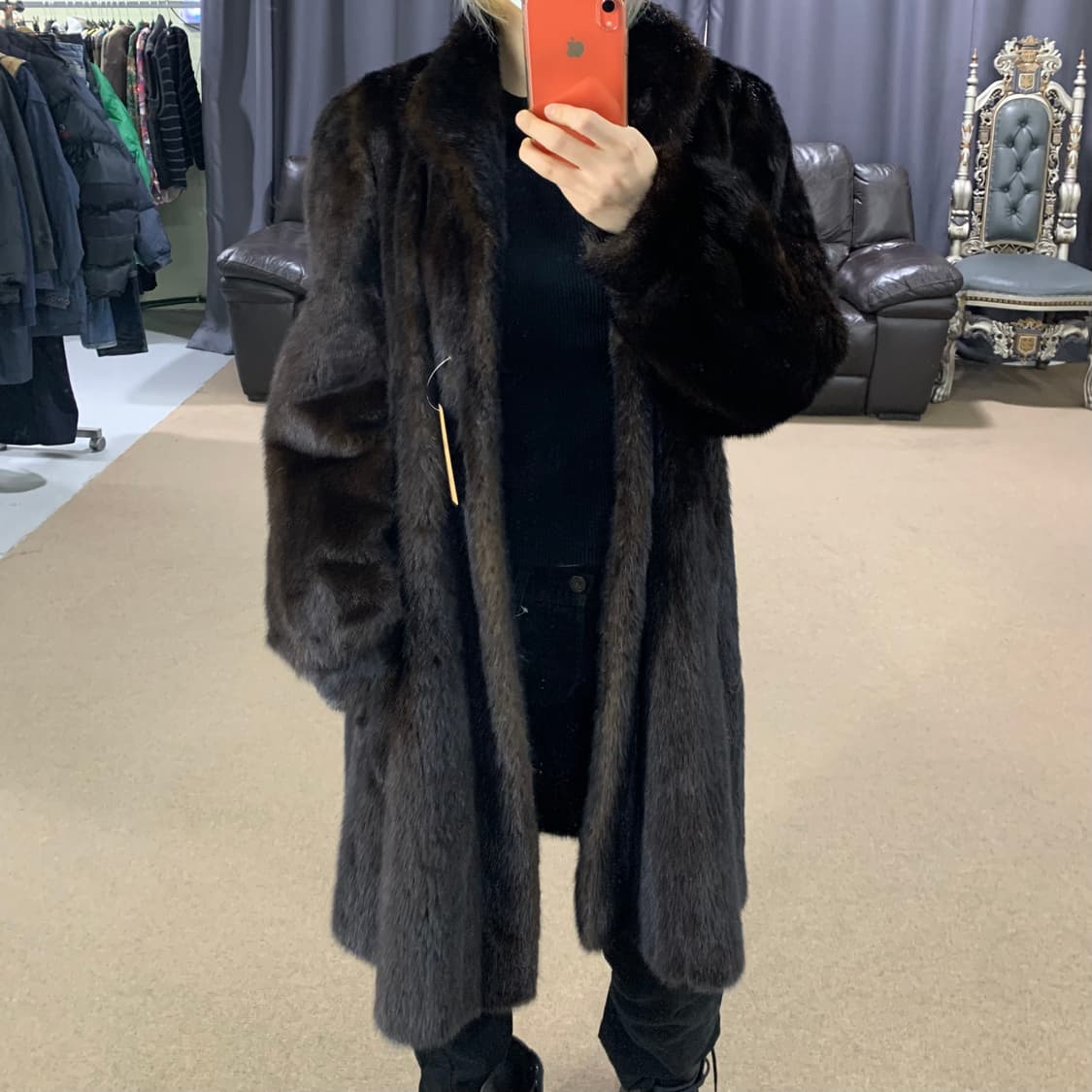 사가 로얄 밍크 롱코트 빈티지 리얼퍼자켓 다크 브라운 남녀공용 상품이미지2