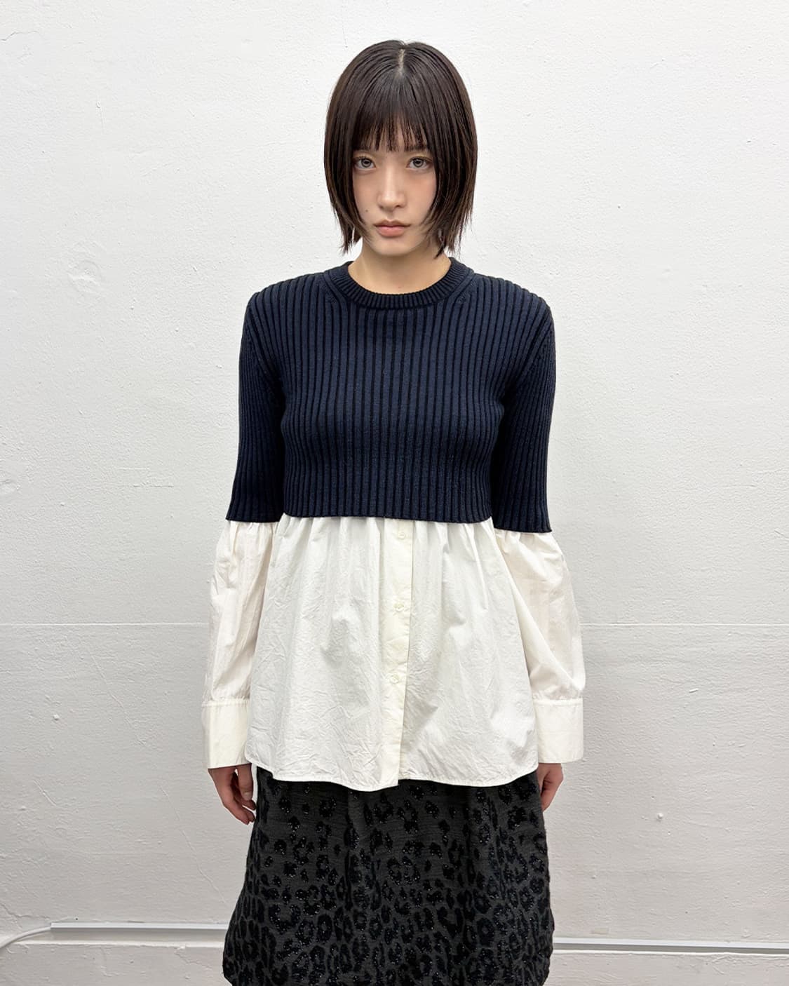 겐조 하이브리드 셔츠 니트 탑 상품이미지1