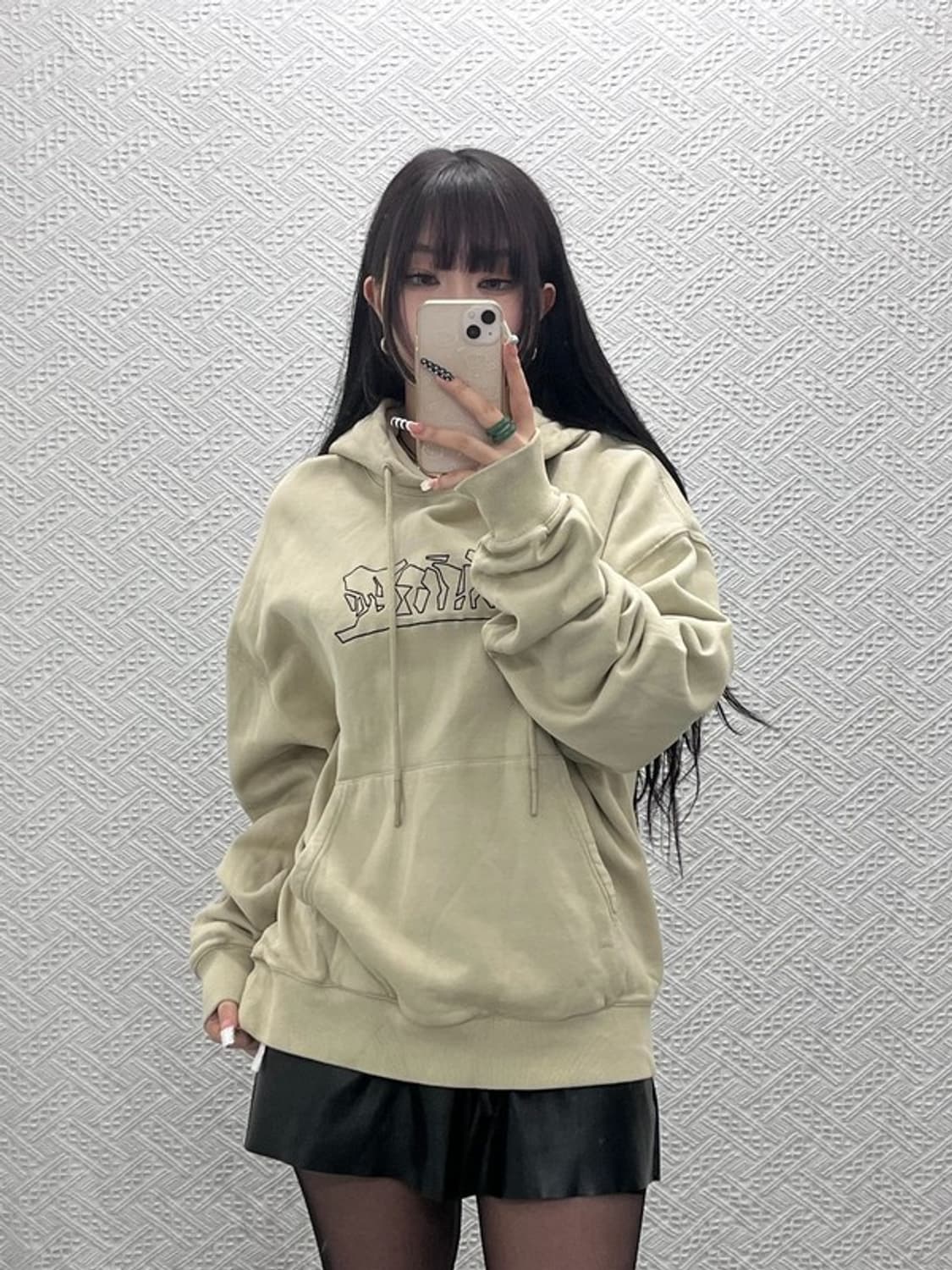 오프화이트 빈티지 스트릿 캐주얼 자수로고 후드티 L C10464 상품이미지1