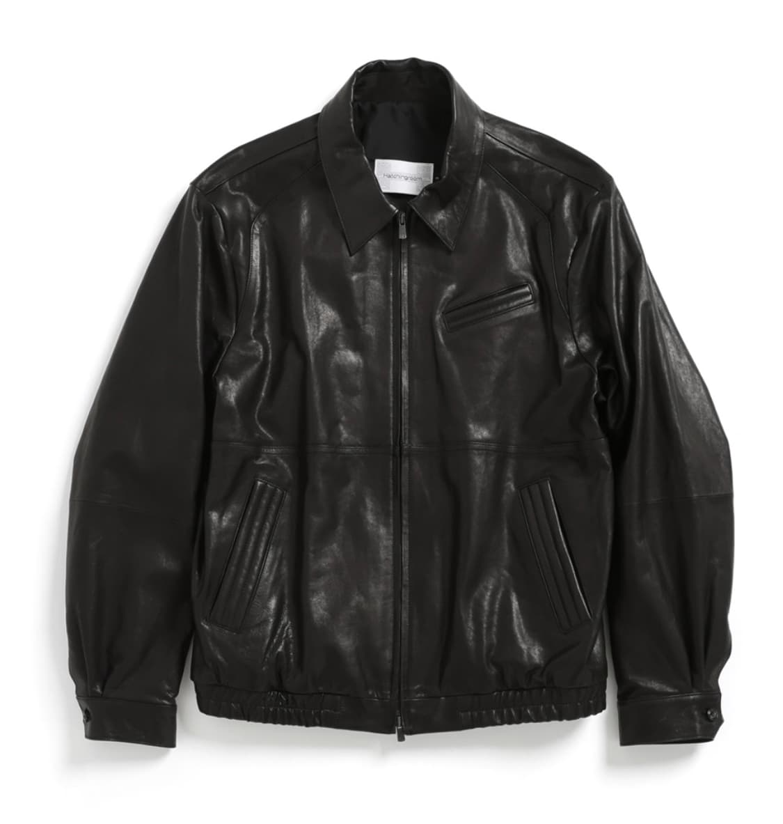 해칭룸 스티치드 볼륨 레더 자켓 블랙 상품이미지1