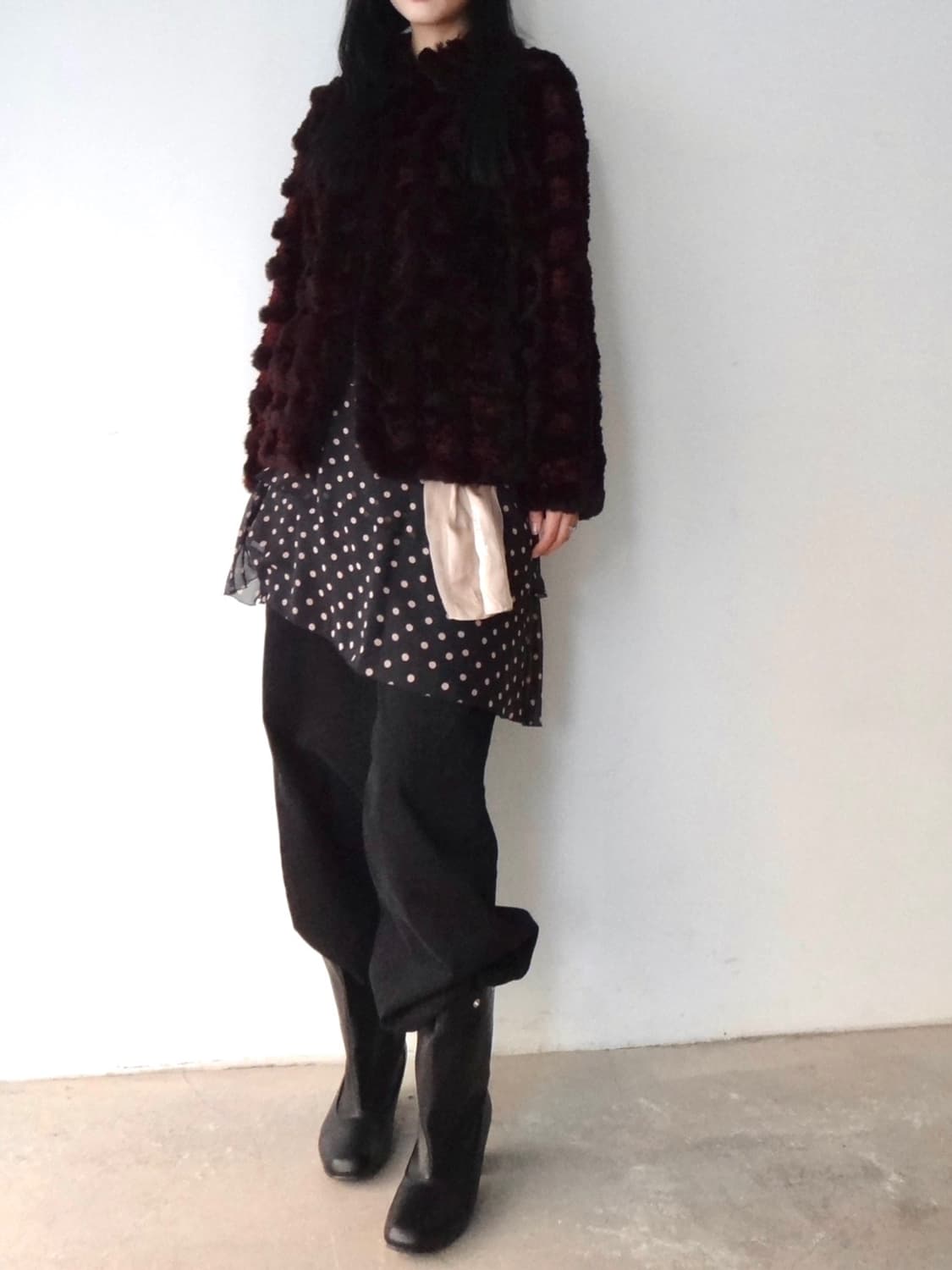 Dot 2 frill skirt / pink & black 상품이미지4