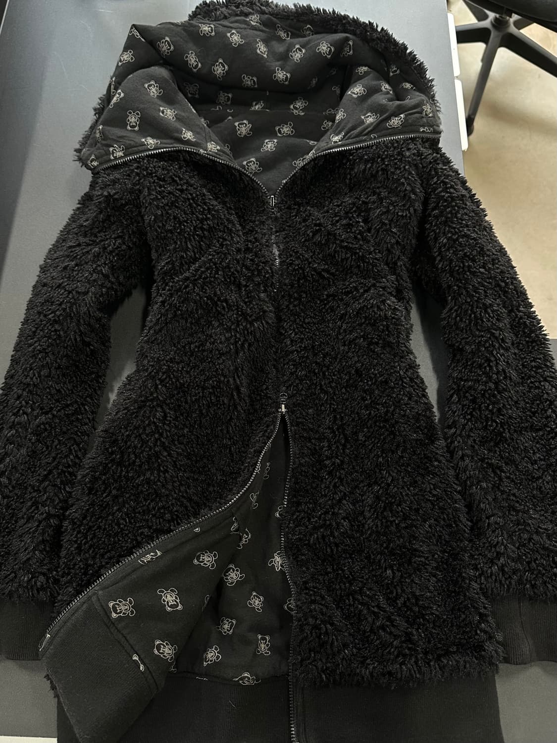 히스테릭글래머 리버시블 퍽베어 플러피 원피스후드집업 상품이미지9