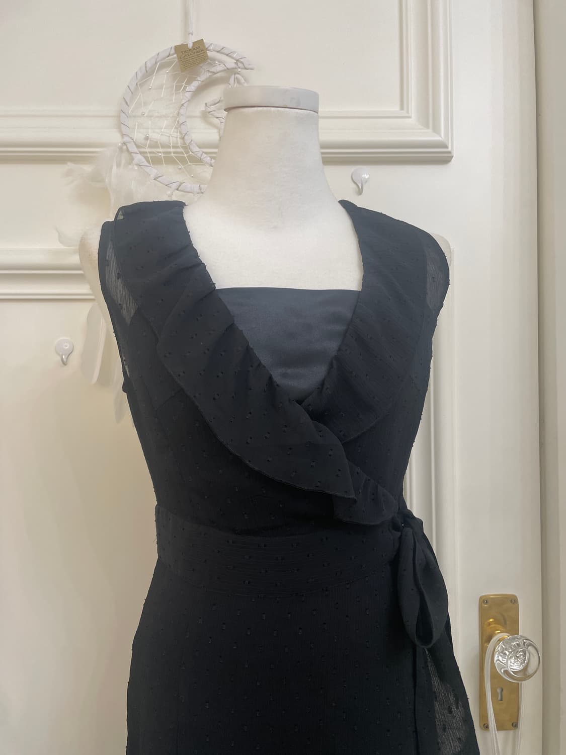 black ruffle bow dot lace opc(size-2) 상품이미지5