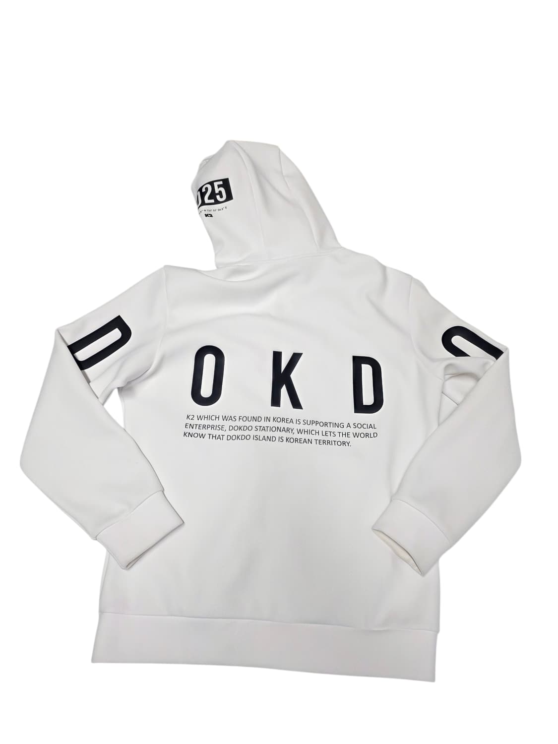 [K2] 한정판 독도 에디션 화이트 블랙 배색 후드 집업 100 (기모X 상품이미지2