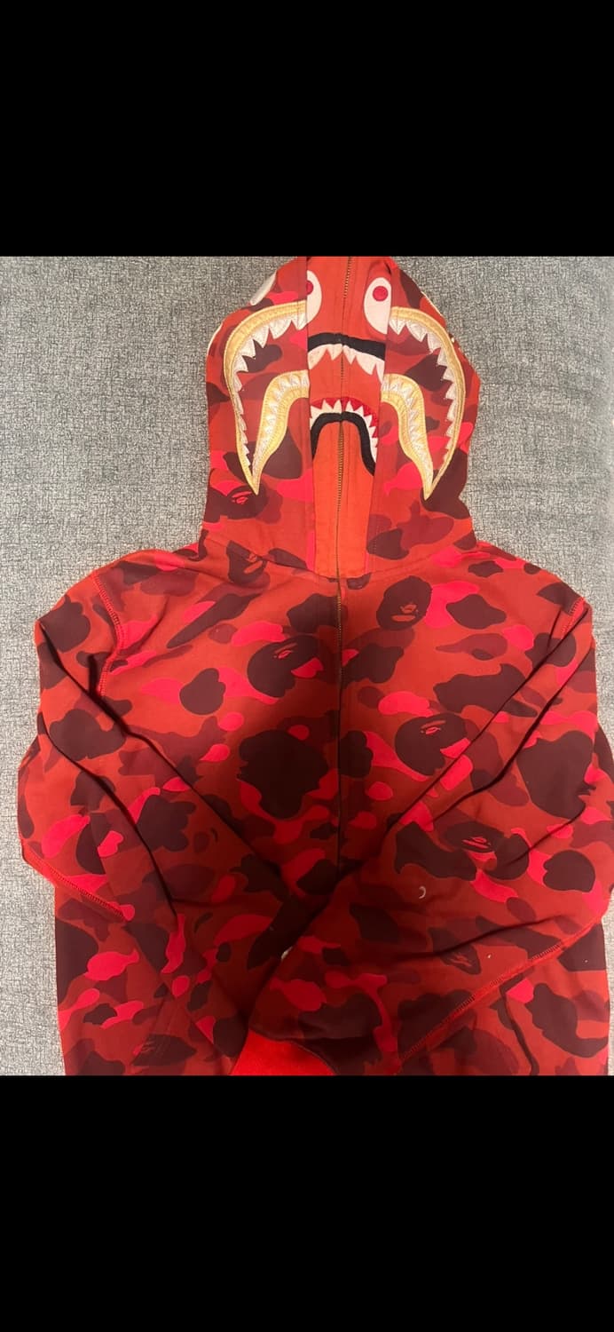 베이프 더블샤크 후드집업 레드 팔아요 상품이미지2