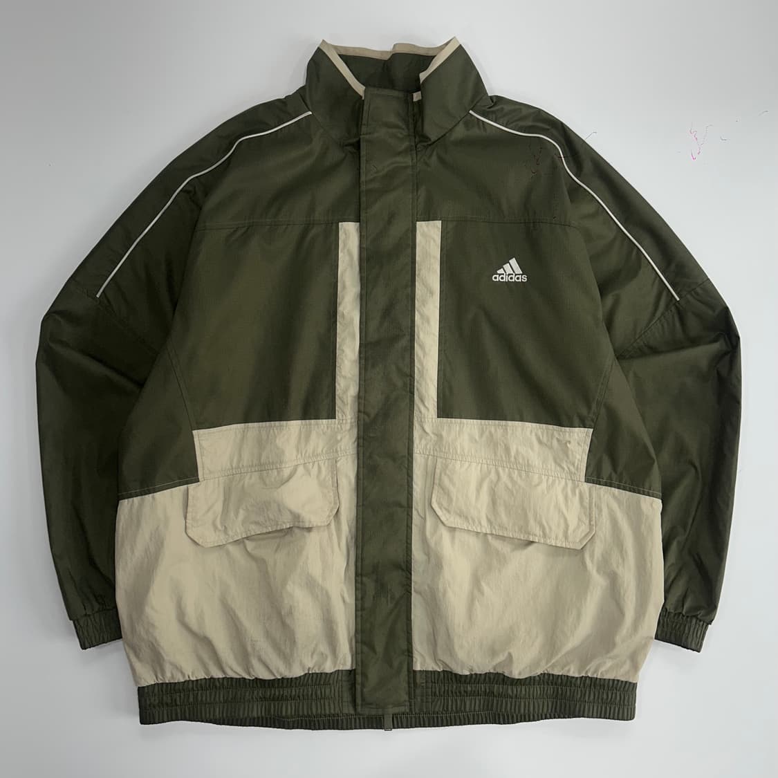 Adidas 아디다스 베이지 카키 배색 바람막이 상품이미지3