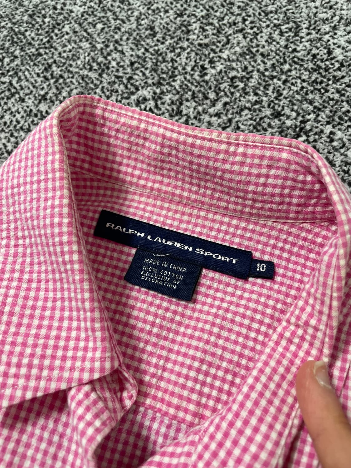 빈티지9. 랄프로렌 스포츠 핑크 깅엄 체크 패턴 반팔 셔츠 상품이미지3