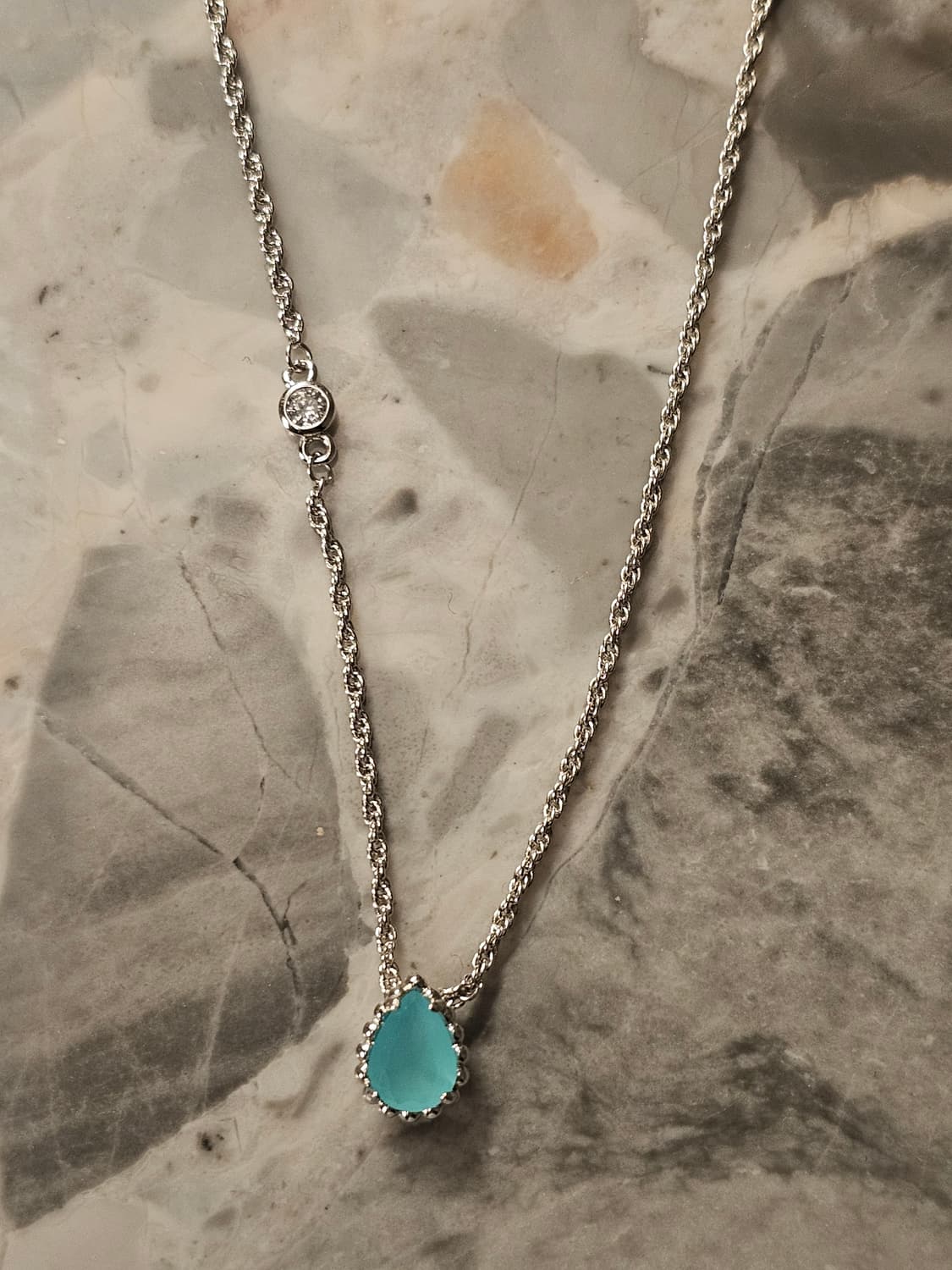 925 실버 민트 물방울 목걸이 / 새상품 상품이미지1