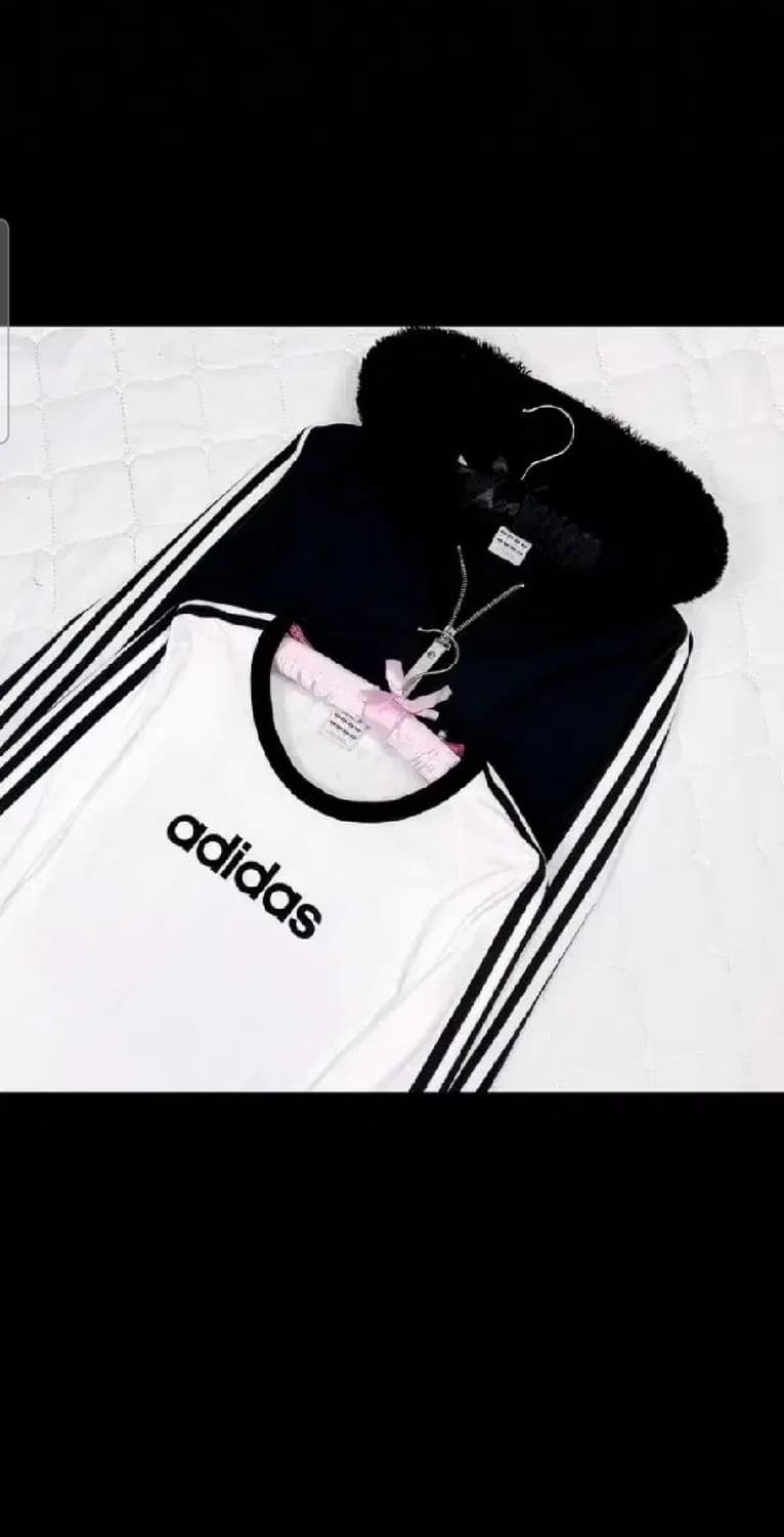 대대장 아디다스 퍼후드 검흰 벨벳 후드집업 희귀매물 핀터갸루깔 상품이미지2