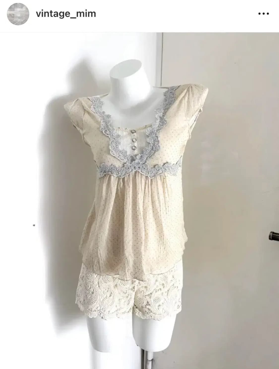 빈티지 밈 mim 반팔 레이어드 레이스 블라우스 페어리 갸루 상품이미지2