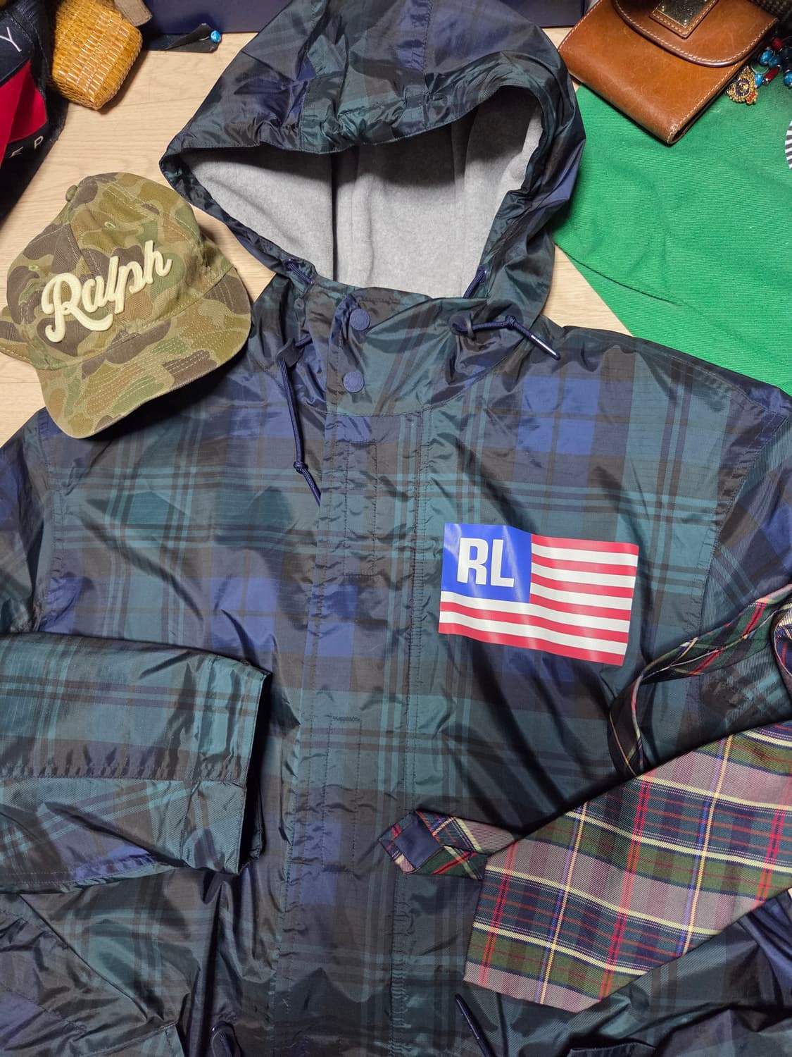 (새상품)POLO SPORT 체크 코트 코치 자켓 점퍼 성조기 상품이미지1