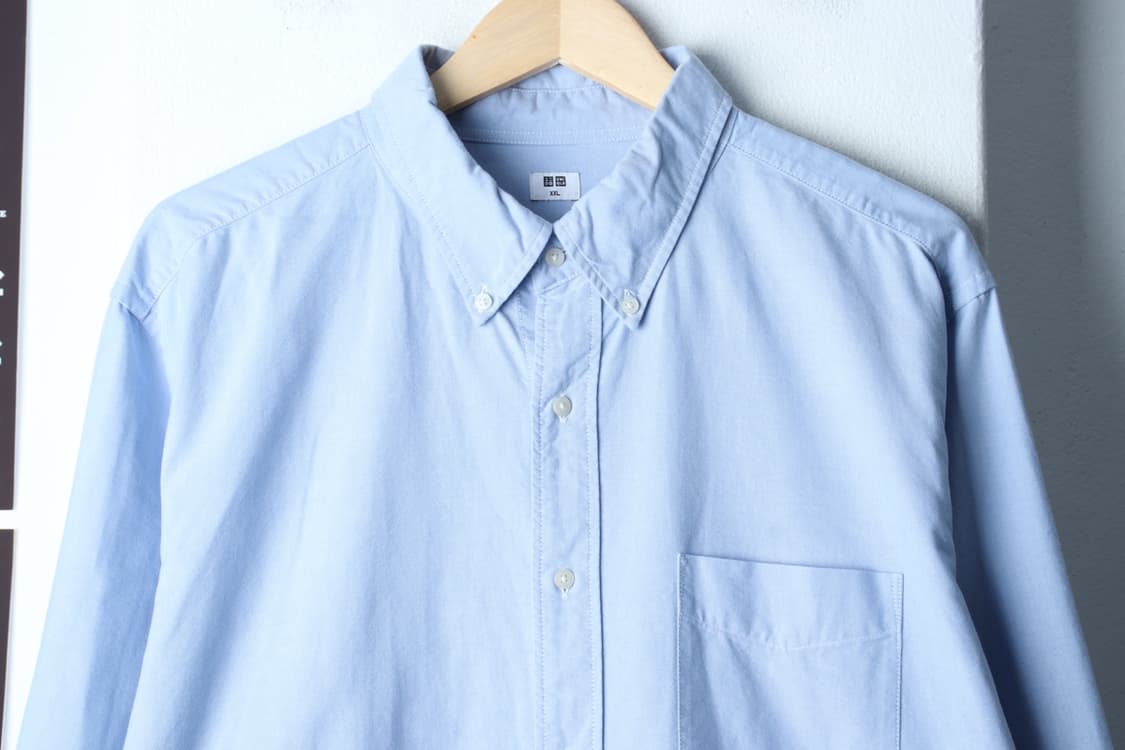 (2XL) 유니클로 셔츠 남방 빅사이즈 옥스포드 연블루 무지-H33613 상품이미지3