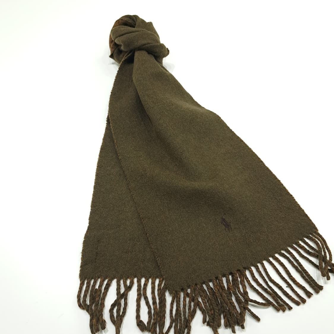 MX274 폴로 랄프로렌 올리브그린 하운드투스 양면 램스울 목도리 머플러 상품이미지2