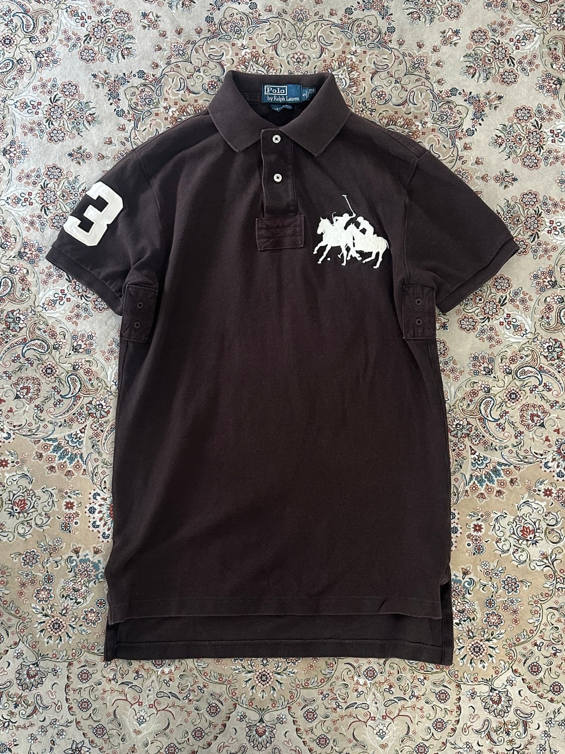 폴로 랄프로렌 브라운/화이트 더블 빅포니 카라티  상품이미지1