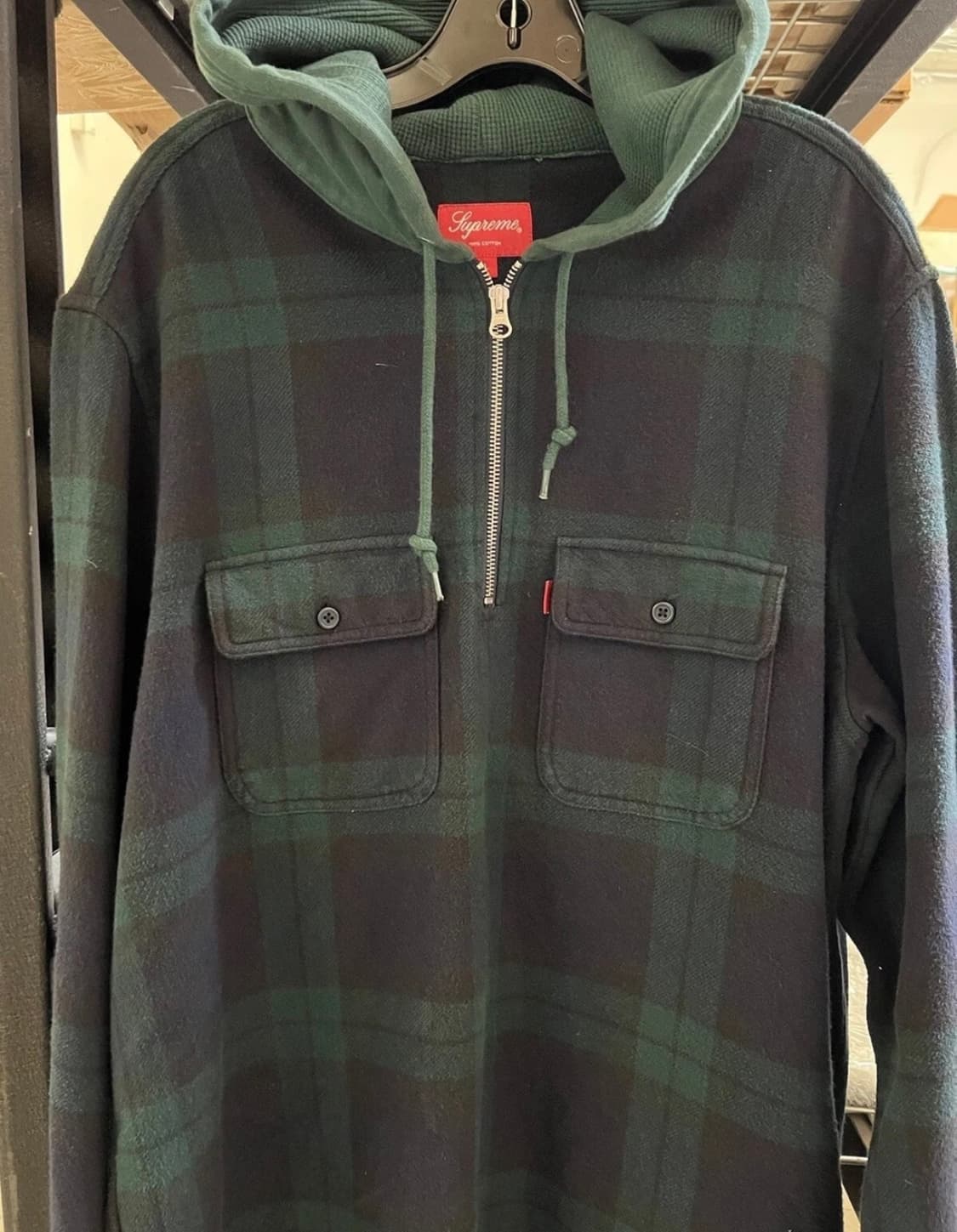16FW Supreme green plaid half zip 상품이미지3