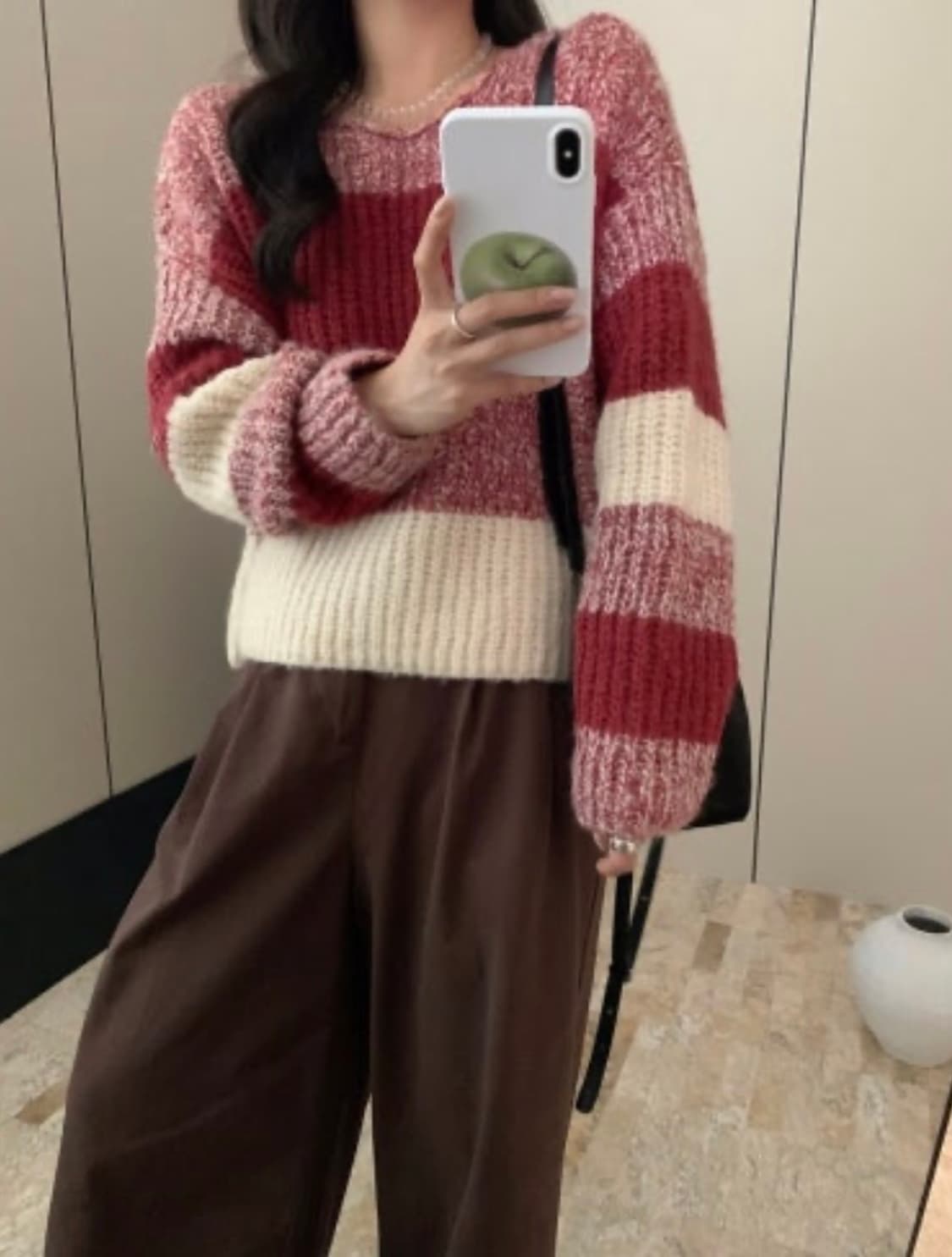 니트새상품:) 크리스마스룩니트 단가라빨간레드니트 데이트룩연말룩 상품이미지2