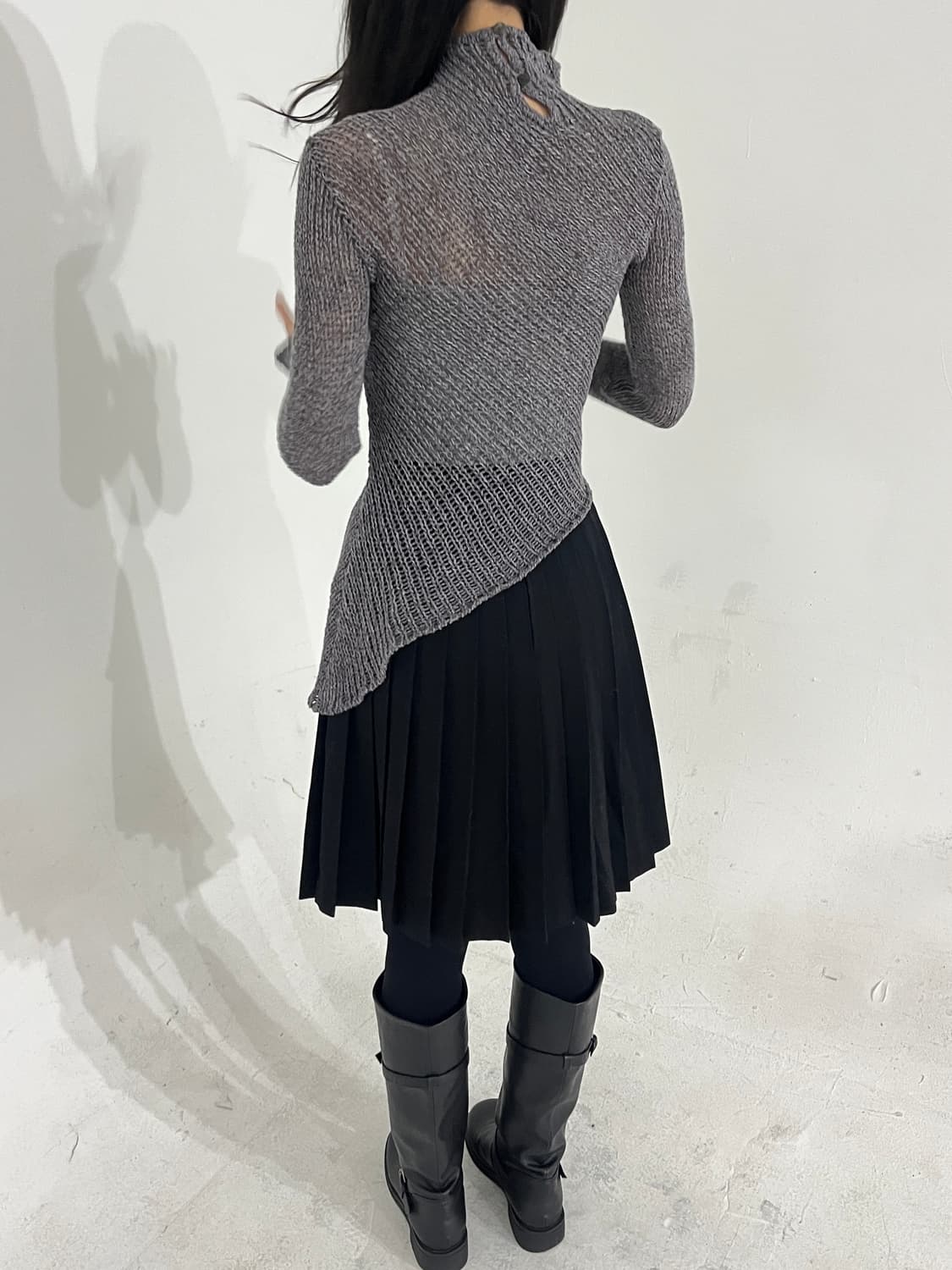 Asymetric net knit top 상품이미지4