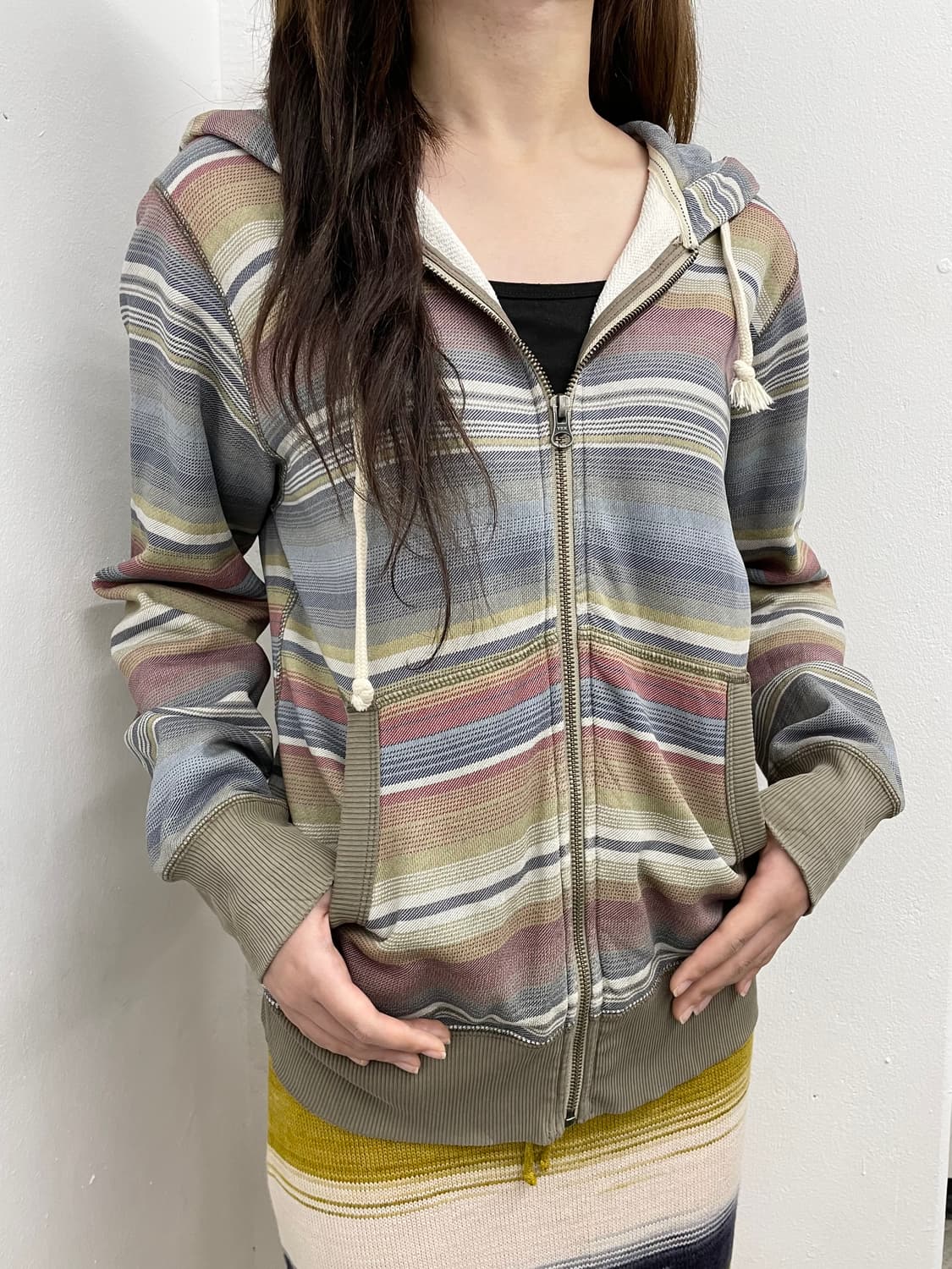 빈티지 에스닉 스트라이프 후드집업 상품이미지1