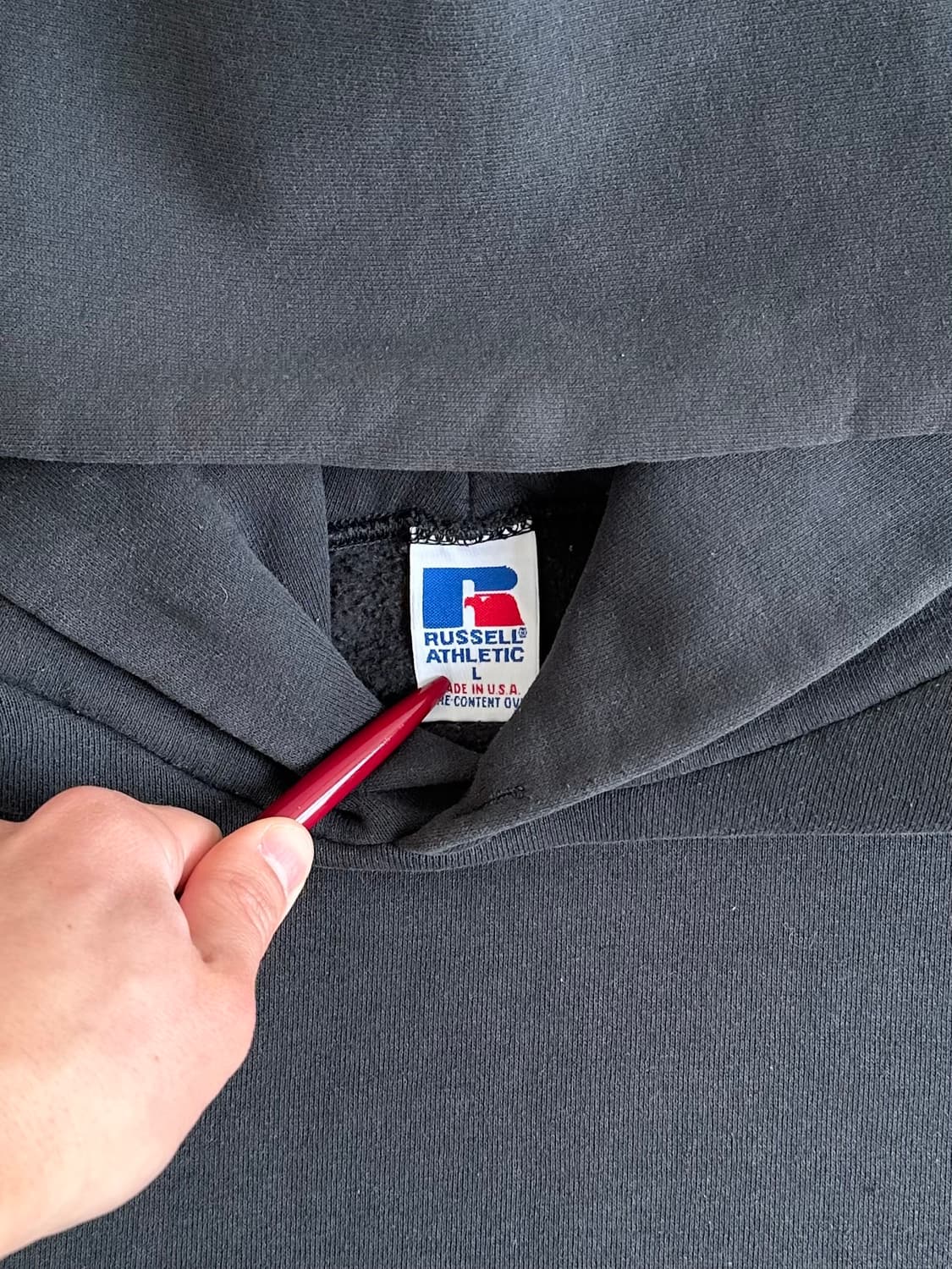 90s 빈티지 러셀 후드 블랙 L USA 상품이미지5