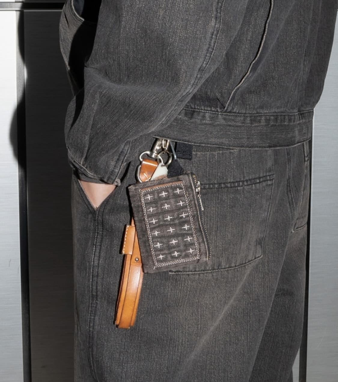 카락터 패치워크 데님 카드 월렛 키링 지갑 키링 상품이미지3