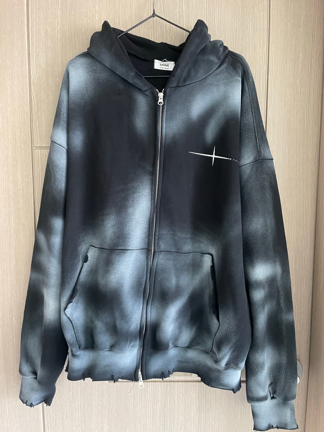 그런지 고스 갸루 펑크 아메카지 타이다이 블랙 데미지 후디 상품이미지1