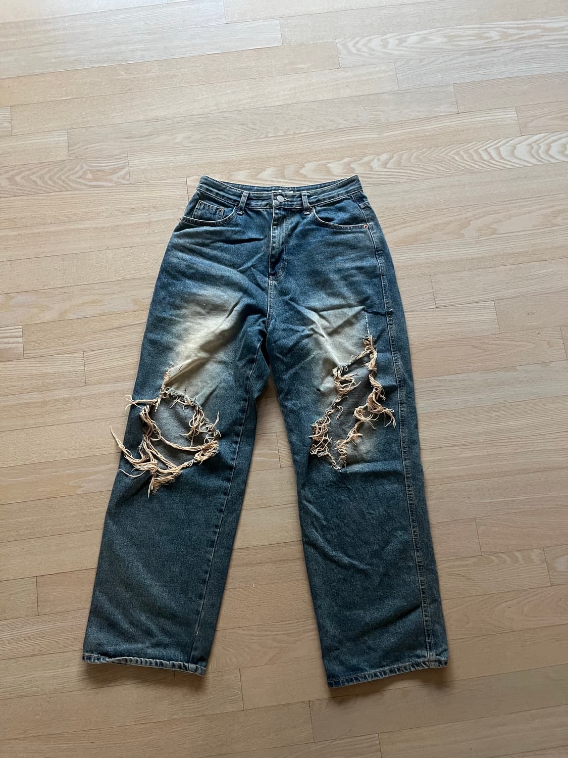 빈티지 디스트로이드 와이드 팬츠 상품이미지1