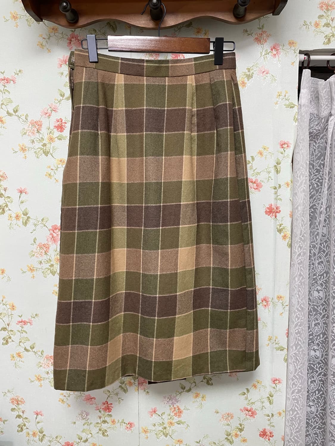 플래드 체크 미디 스커트 상품이미지2