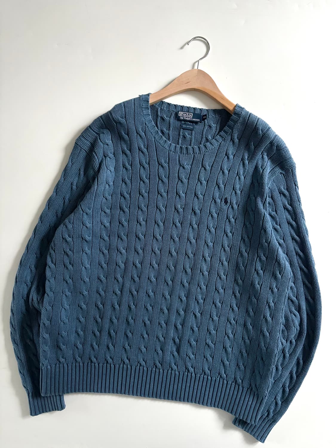 Polo 폴로 랄프로렌 코튼 딥블루 케이블 라운드넥 니트 상품이미지2