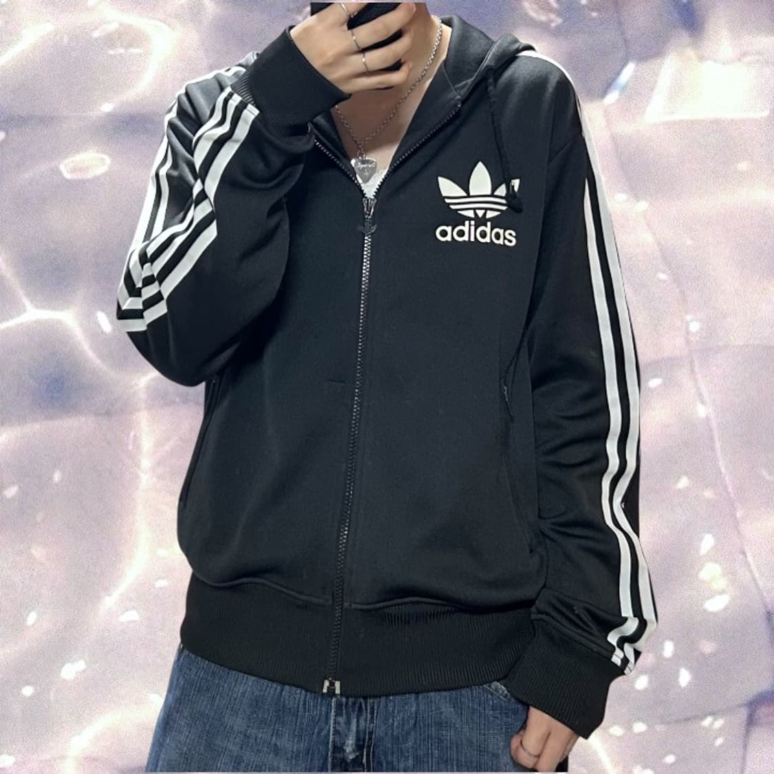 00s 아디다스 플락 후드 집업 져지 블랙 100 상품이미지2