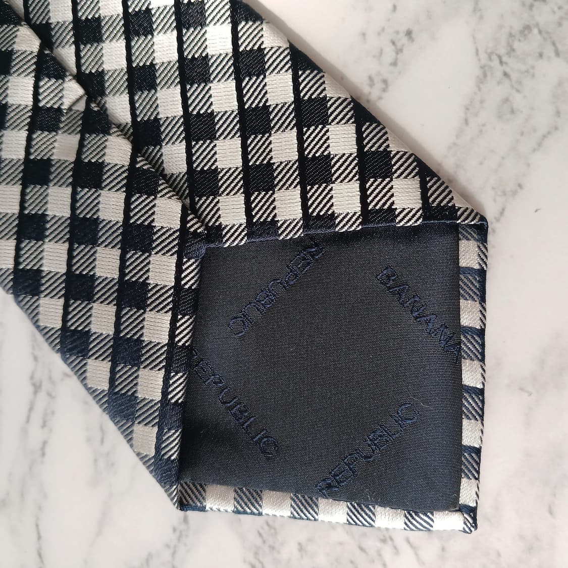바나나리퍼블릭 네이비 체크 패턴 넥타이 7.6cm S~A+등급 E876 상품이미지7