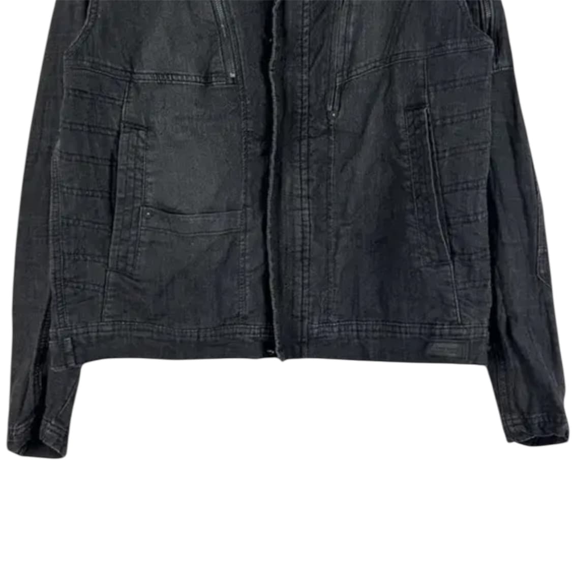 Black Biker Zipped Denim Jacket 상품이미지3