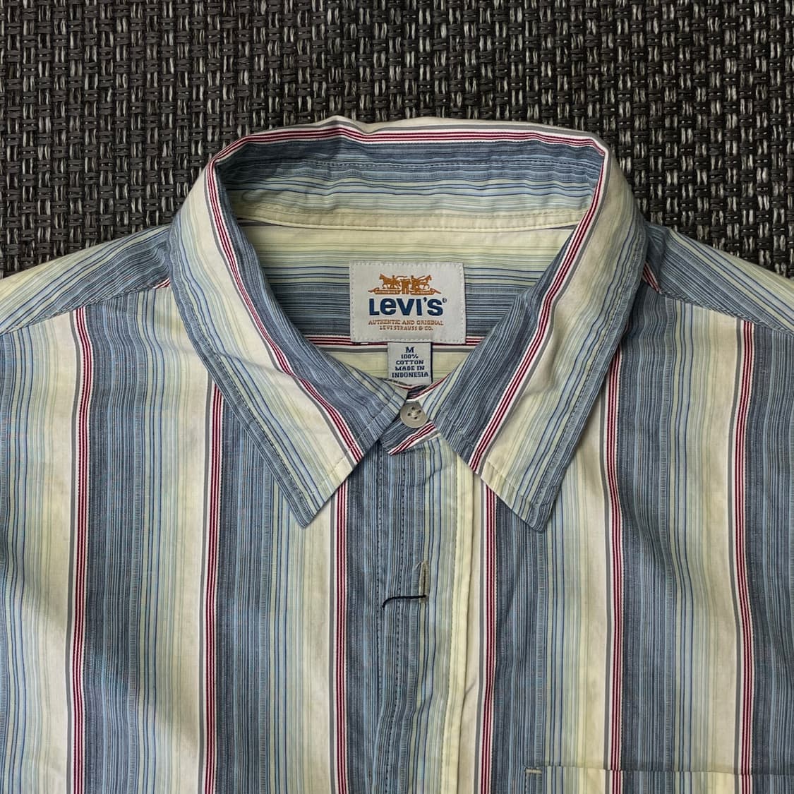 리바이스 스트라이프 원포켓 코튼 반팔 셔츠 M 상품이미지4